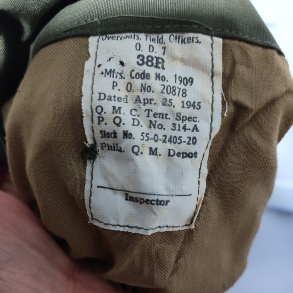 1940's US Army Trenchcoat WW2, Officer's O'coat Field, 38R, Great Shape! W Belt - Picture 5 of 16